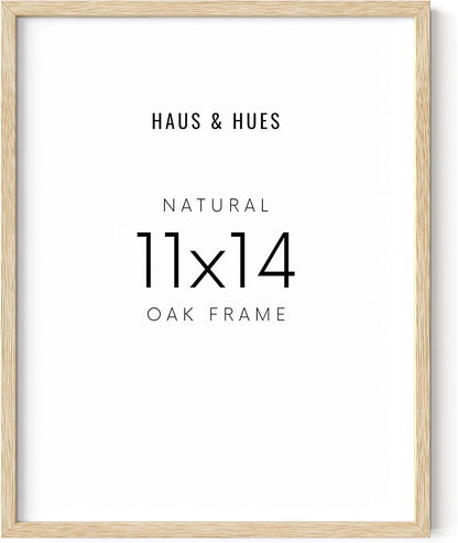 HAUS AND HUES Beige Oak Wood 11x14 Picture Frame - Modern Wood Wall Art Display - Lightweight 11x14 Frame for Art Prints, Photos, Posters - Ready-to-Hang Vertically & Horizontally