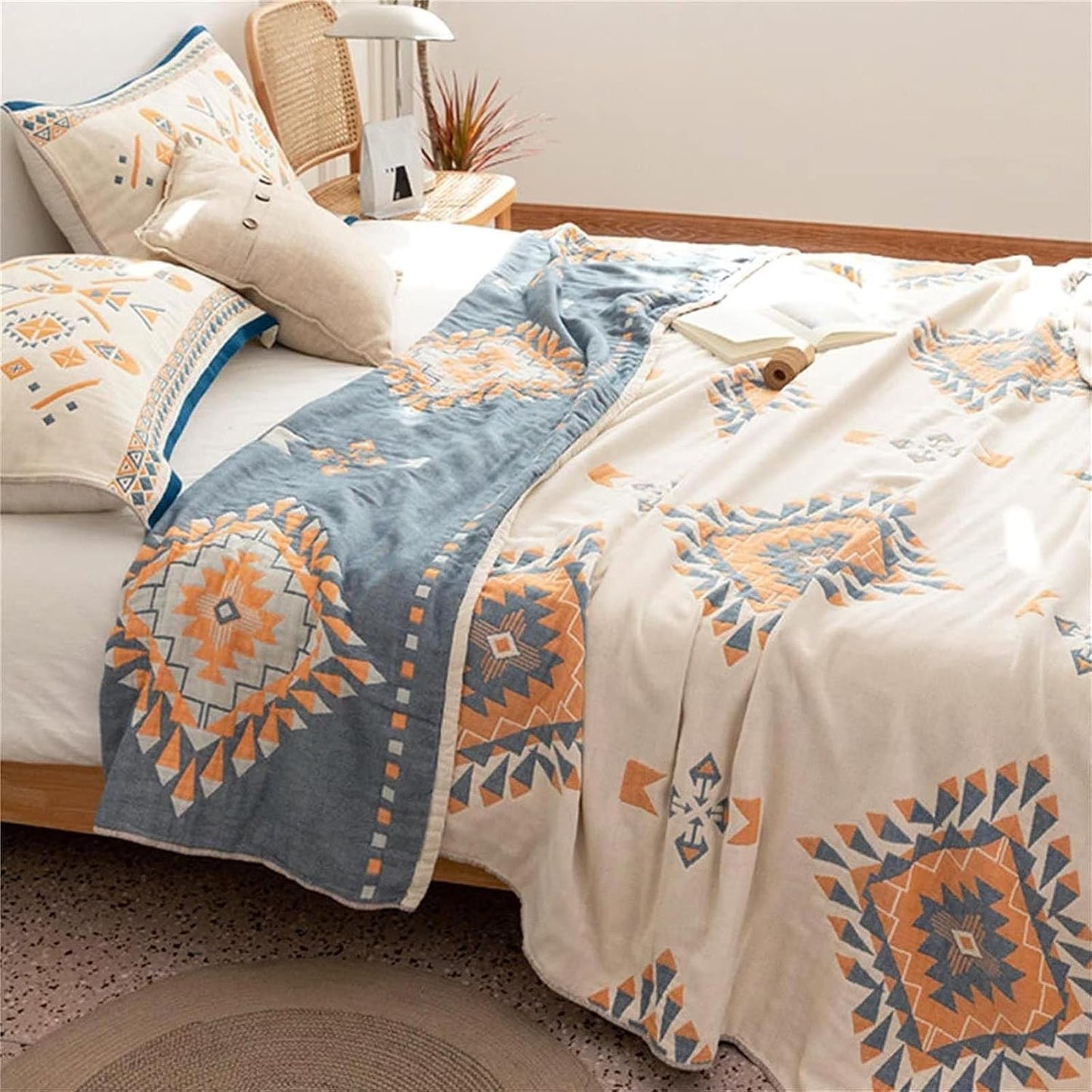 Spring Blankets Cotton Throw Blanket 60''x 80'' Muslin Blanket for Couch Bed Chair,Cozy Soft Bed Cotton Quilted Boho Quilts Blanket Gifts for Women