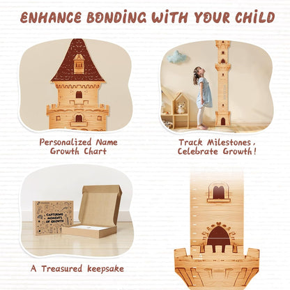 Personalized Name Growth Chart, Castle Height Chart, Customized Name Measuring Board for Kids Height, Kids Growth Measurement Decorative Wall Sticker, Nursery Growth Chart Ruler