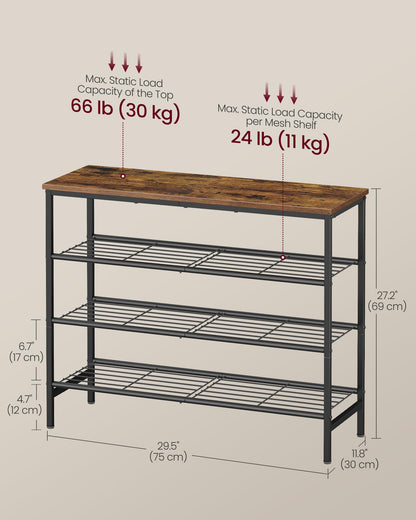 VASAGLE Shoe Rack, Shoe Storage Rack for Closet, Entryway, Living Room, Free Standing Metal