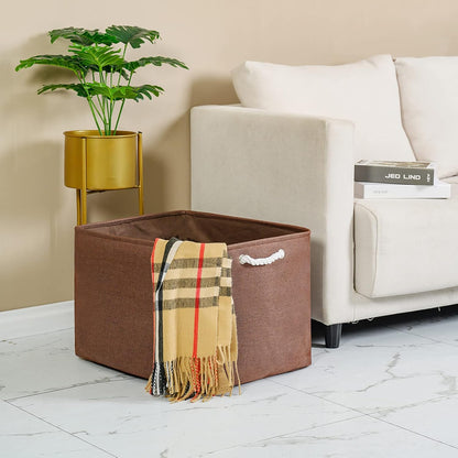 TheWarmHome Organization and Storage for Organizing - Extra Jumbo 3 Pack 20.5x15.7x13.8 inch Fabric Storage Bin for Shelves, Storage cubes for Decorative Shoes Towel Blanket Closet (Brown)