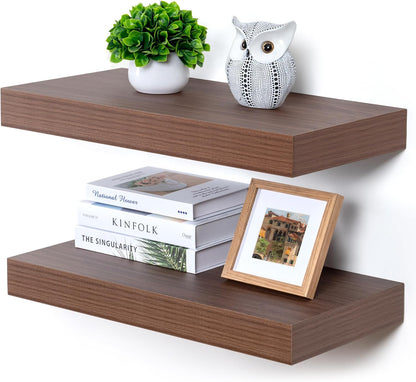 Floating Shelves for Wall - 24 Inch Wide x 12 Inch Deep Floating Shelves Set of 2-24W x 12D Wide Wall Shelf for Living Room Laundry Room Bedroom Kitchen Home Office