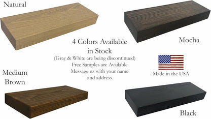 joelsantiques 36 Inch Wooden Floating Shelves for Wall - 36x12x2 in - Made of Natural Wood - Long Heavy Duty Rustic Wall Shelves for Bedroom - Perfect for Living Room, Kitchen - Black