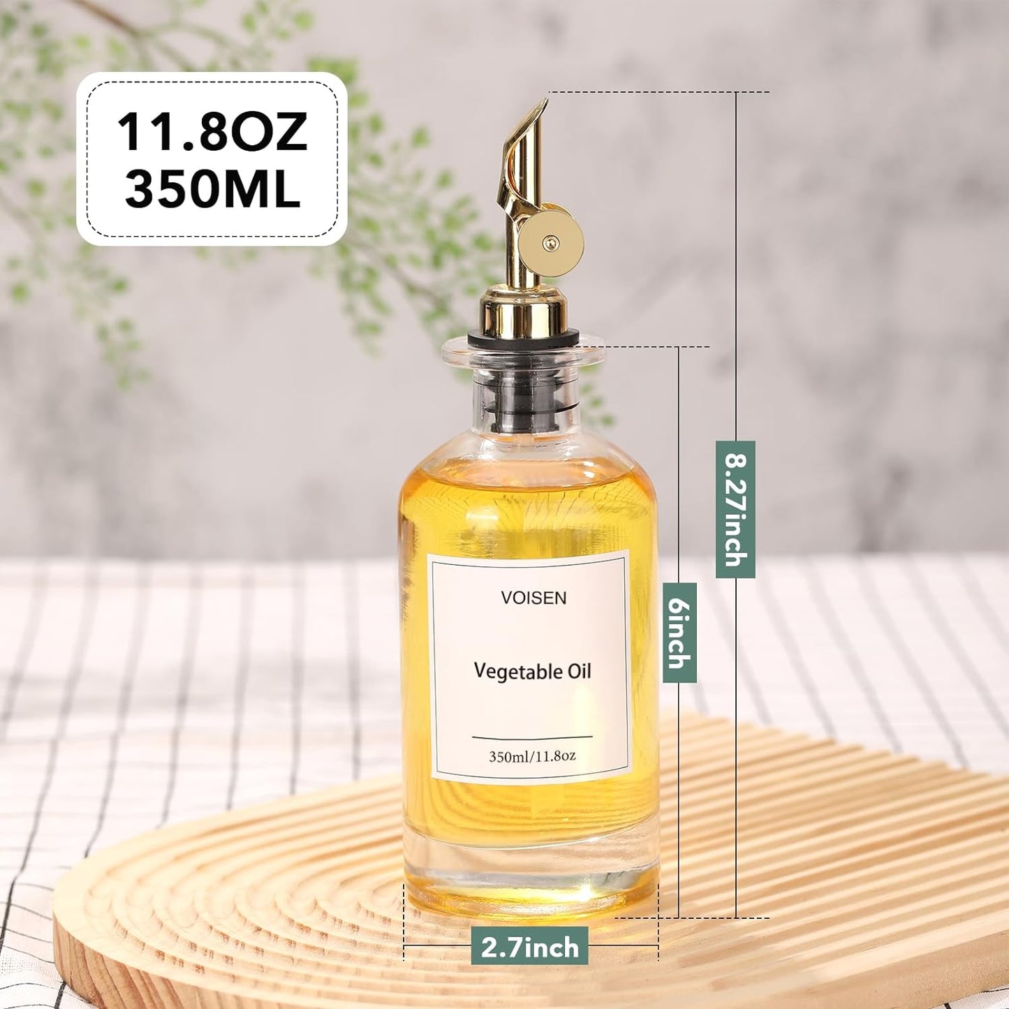 VOISEN Olive Oil Dispenser Bottle for Kitchen, Glass Oil Bottle Set of 6, Coffee Syrup Dispenser,Glass Oil Container with Metal Pourer,Funnel,56 Waterproof Labels