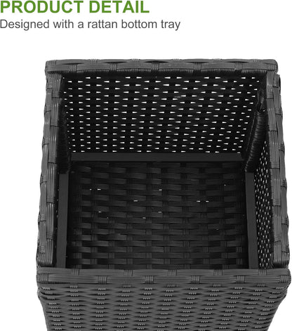 LEWIS&WAYNE Set of 2 Tall Planters for Outdoor Plants Handmade 24'' Wicker Tall Square Planter Box with Removable Liners Modern Planter for Indoor Outdoor Garden Patio Front Porch - Black