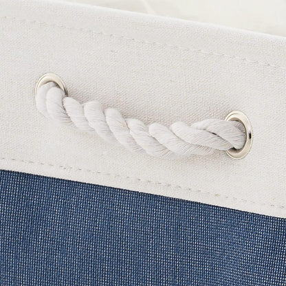 TheWarmHome Storage Bins for Shelves - 1 Pack 15.7x11.8x8.3 inch Fabric Storage Cubes, Storage Basket for Organizing Gift Laundry Cloth Toy Room (White & Jean Blue)