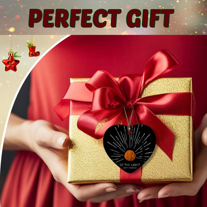 Christian Ornaments, Boho Sun Sunshine Be The Light Scripture Religious Ceramic Ornament Heart Keepsake Decorations, Christian Gifts for Women Teen Girls