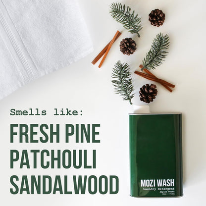 Laundry Detergent Liquid, Alpine Woods- Sandalwood, Pine & Patchouli, 50+ Loads, Concentrated, Non toxic, Plant Based Enzyme Cleaners, Long Lasting Luxury Clean, Cologne Soap for Men, 32 oz