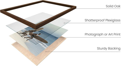 HAUS AND HUES Walnut Oak Wood Gallery Wall Tabletop Frames Made with Real American Oak and Shatter-free Plexiglass - Set of 6 (Four 4x6, Two 5x7, Framed Walnut)