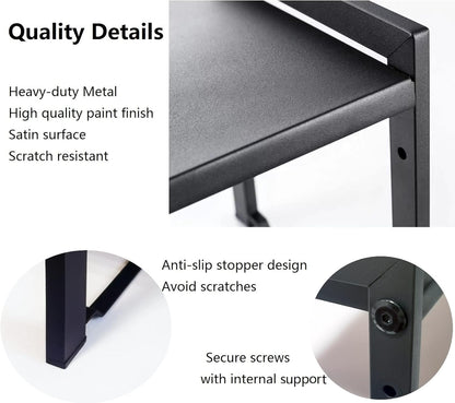 Expandable Cabinet Shelf Organizer 16-26" L Stackable Kitchen Counter Shelf Rack Sink Riser Countertop Storage Black (Normal 7.9”D)