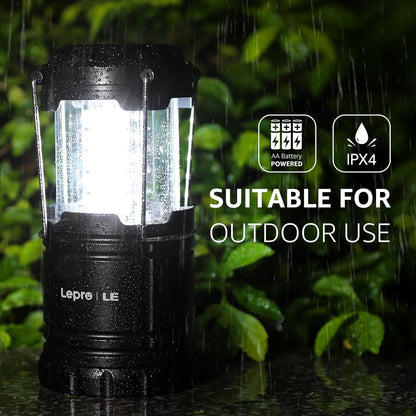 Lepro LED Camping Lanterns Battery Powered, Collapsible, IPX4 Water Resistant, Outdoor Portable Lights for Emergency, Hurricane, Storms and Outages