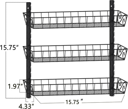 SWOMMOLY Adjustable Wall Mount Spice Rack, 3-Tier Dual-use (Multi-use) Organizer, Black