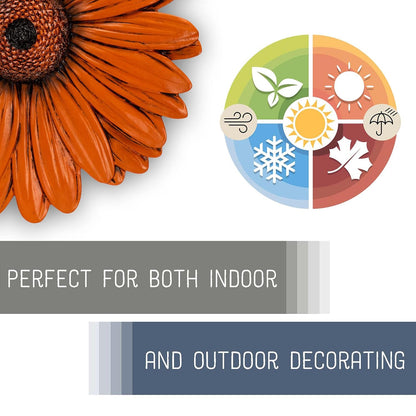 NAT & Jules Gerbera Daisy Flower Shaped Dimensional Indoor Outdoor 12 inch Cast Resin Decorative Garden Stepping Stone, Patio, Walkway Sculpture Yard Art, Orange