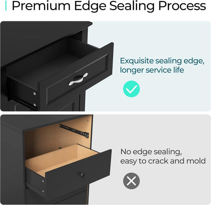 LINSY HOME 9 Drawers Dresser for Bedroom, Wood Modern Farmhouse Drawer Chest, Tall Black Dresser for Closet, Large Dressers with Storage Organizer for Living Room, Closet, Hallway