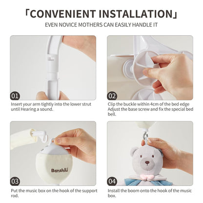 Baby Crib Mobile with Bluetooth,Lullaby and White Noise,Soft Bear Animals Plush Hanging Toys for Newborn Boys & Girls