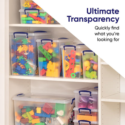 Superio Clear Storage Boxes with Lids, 8.75 Quart Plastic Container Bins for Organizing, Stackable