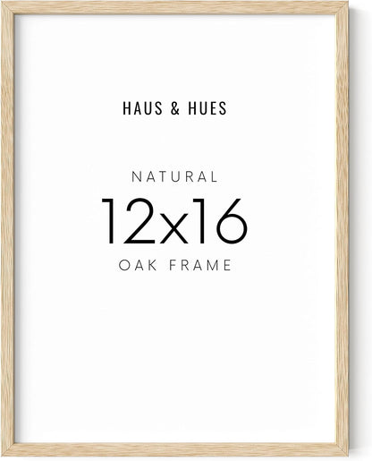 HAUS AND HUES Beige Oak Wood 12x16 Picture Frame - Modern Wood Wall Art Display - Lightweight 12x16 Frame for Art Prints, Photos, Posters - Ready-to-Hang Vertically & Horizontally