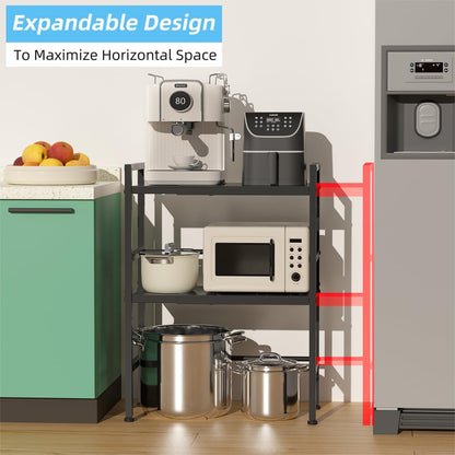 2-Tier Expandable Metal Storage Shelves, 150LBS Heavy Duty Shelving Units and Storage,Adjustable Utility Organization and Storage Shelf Rack For Kitchen Garage Laundry Bathroom Pantry Warehouse