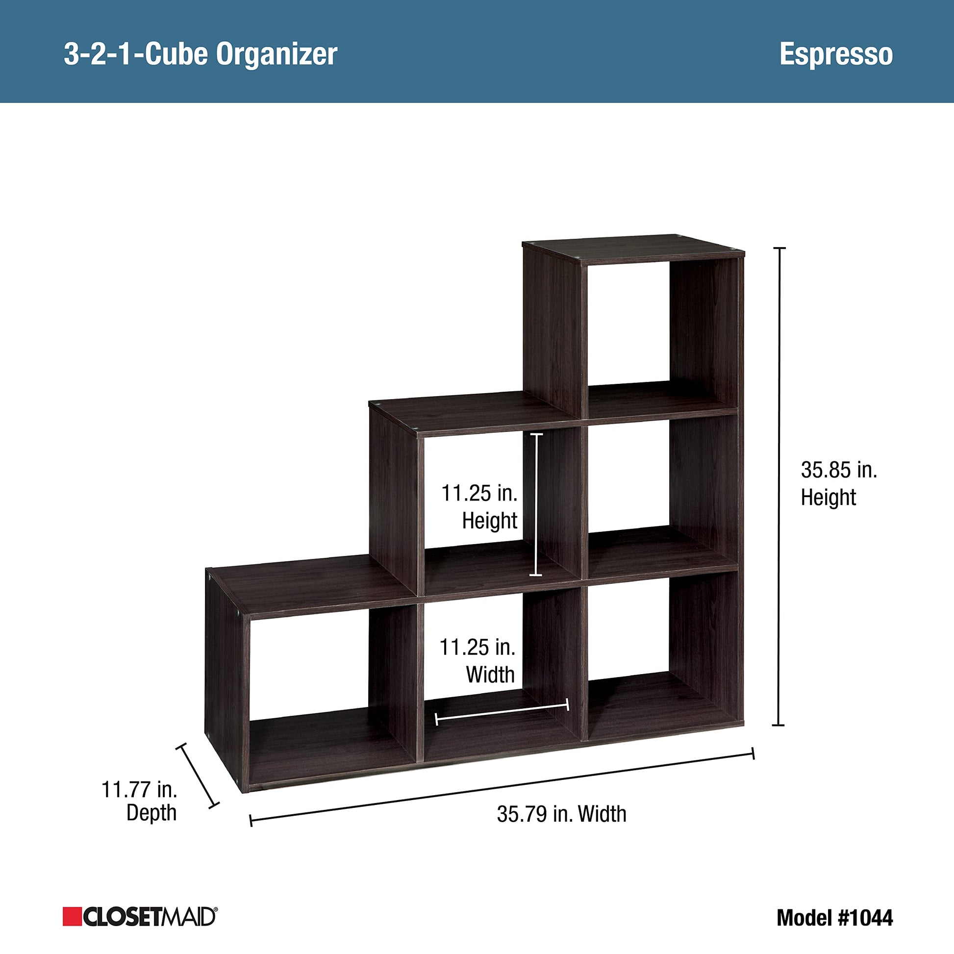 ClosetMaid Cubeicals 3-2-1 Cube Storage Shelf Organizer Bookshelf - Vertical/Horizontal, Easy