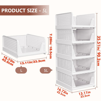 CTSNSLH 5 Pack Closet Organizers Stackable Storage Box
