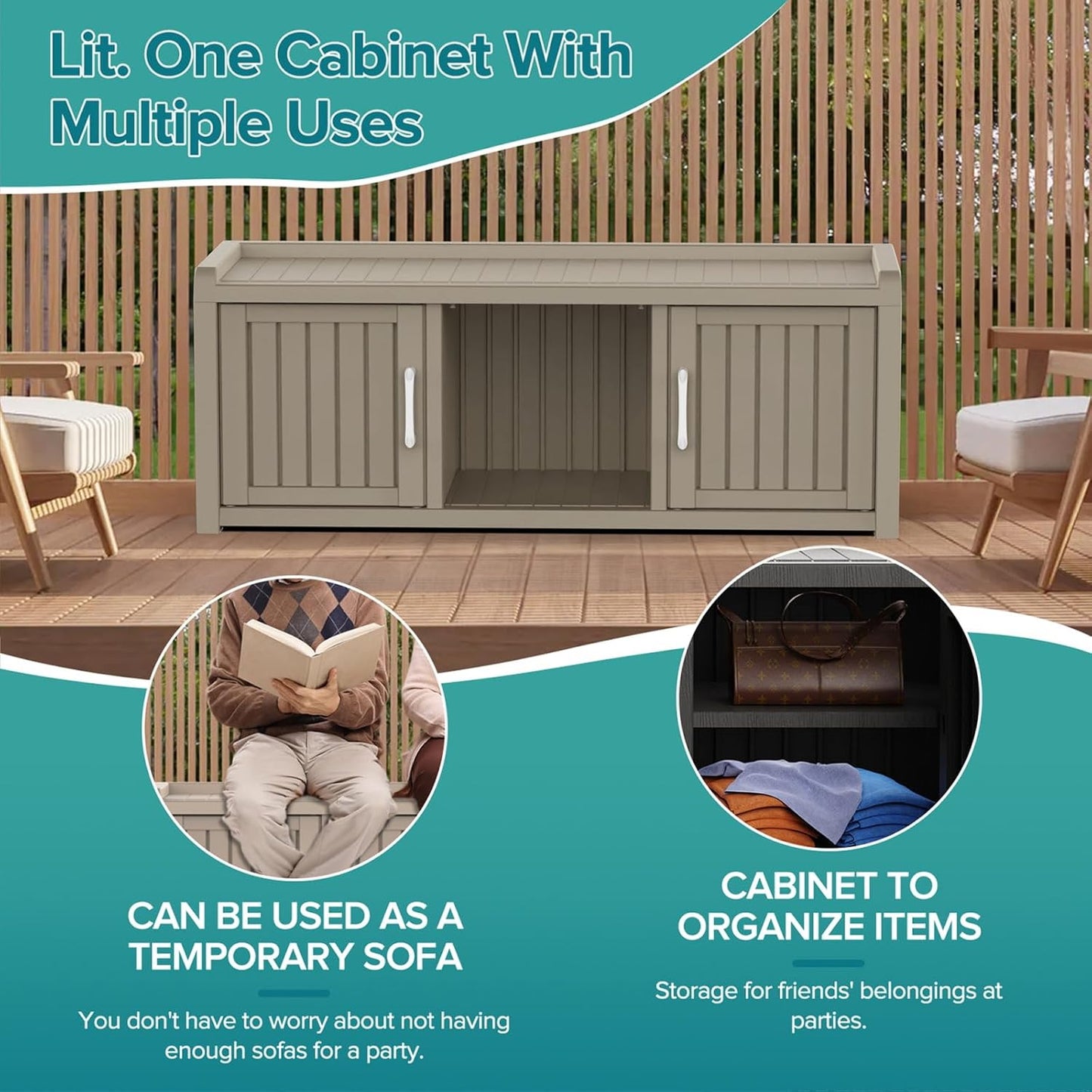 ROJIK Shoe Cabinet Waterproof UV-Resistant,Storage Bench Indoor Outdoor with Adjustable Shelves,for Entryway Bedroom,Hallway,Living Room(2 Door,Grey)