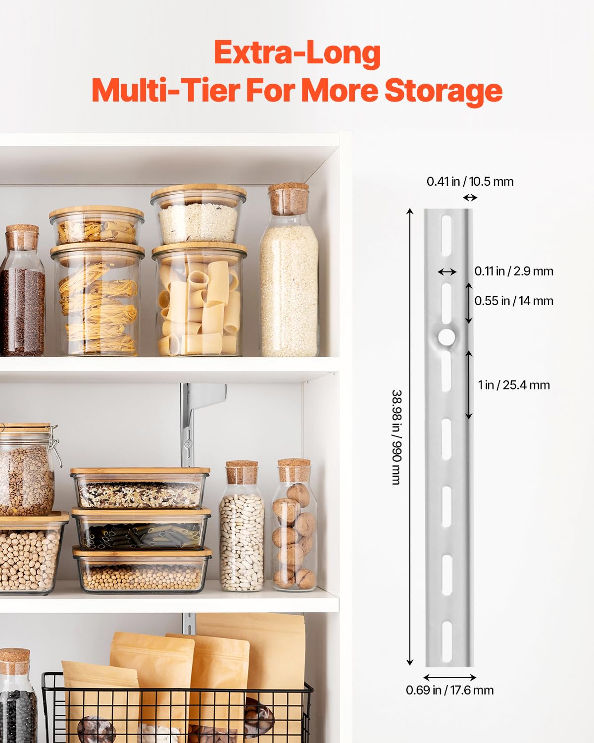 VEVOR Shelf Pilaster, 39-inch 10 Pack, Upright Wall Shelving System, Heavy Duty Support System