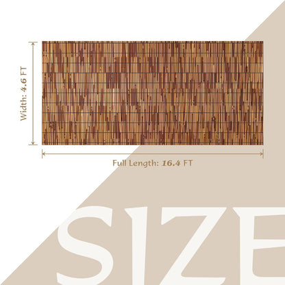 Natural Reed Fencing Rolls,4.6FT X 16.4FT Reed Screen Curtain Fence Covering Privacy Bamboo for Outdoor Backyard Patio（Brown）