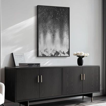 Framed Black and White Abstract Wall Art, Modern Large Canvas Paintings Artwork for Walls, Minimalist Abstract Starry Night Art Prints Pictures for Living Room Hallway Bedroom Office Bathroom Wall Decor 24x36 Inch