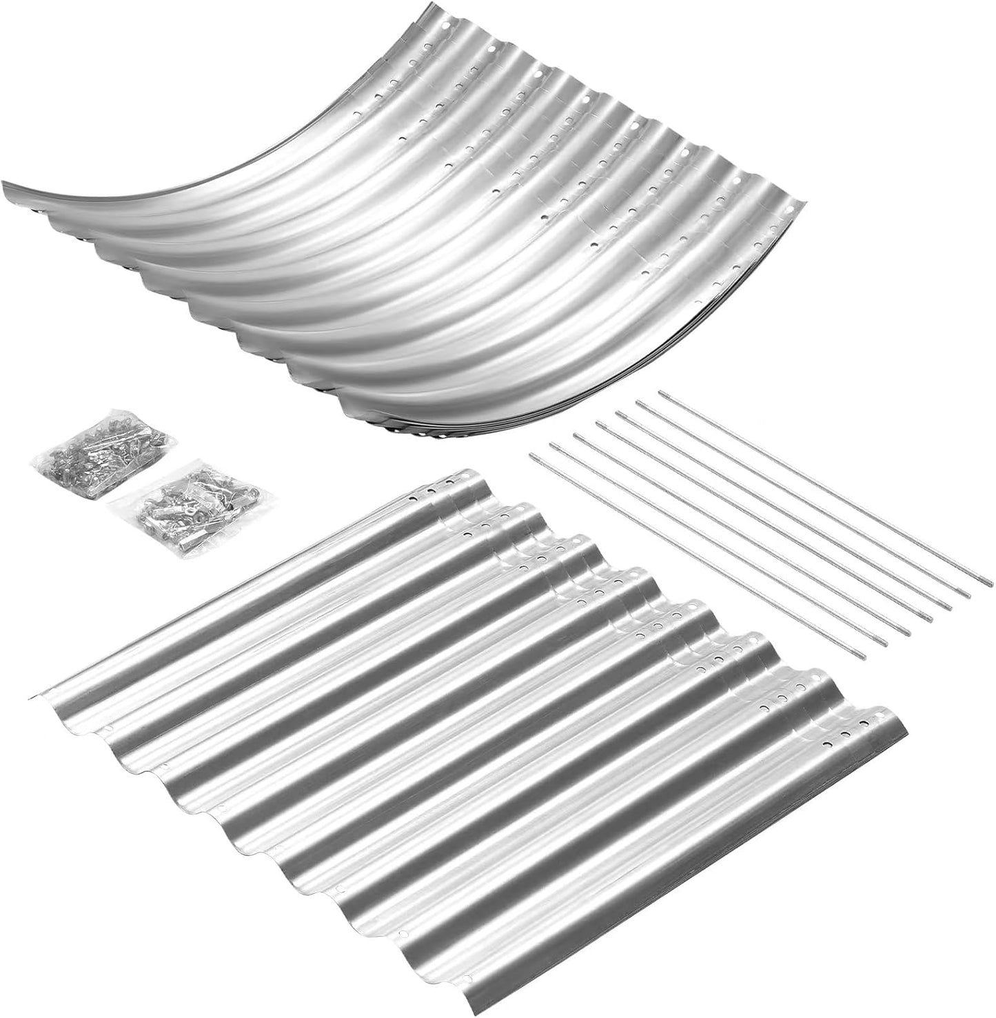 Land Guard 24“ Tall Galvanized Raised Garden Bed Kit, Galvanized Planter Garden Boxes Outdoor, Oval Large Metal Raised Garden Bed for Vegetables (Classic Silver, 4×2×2ft)