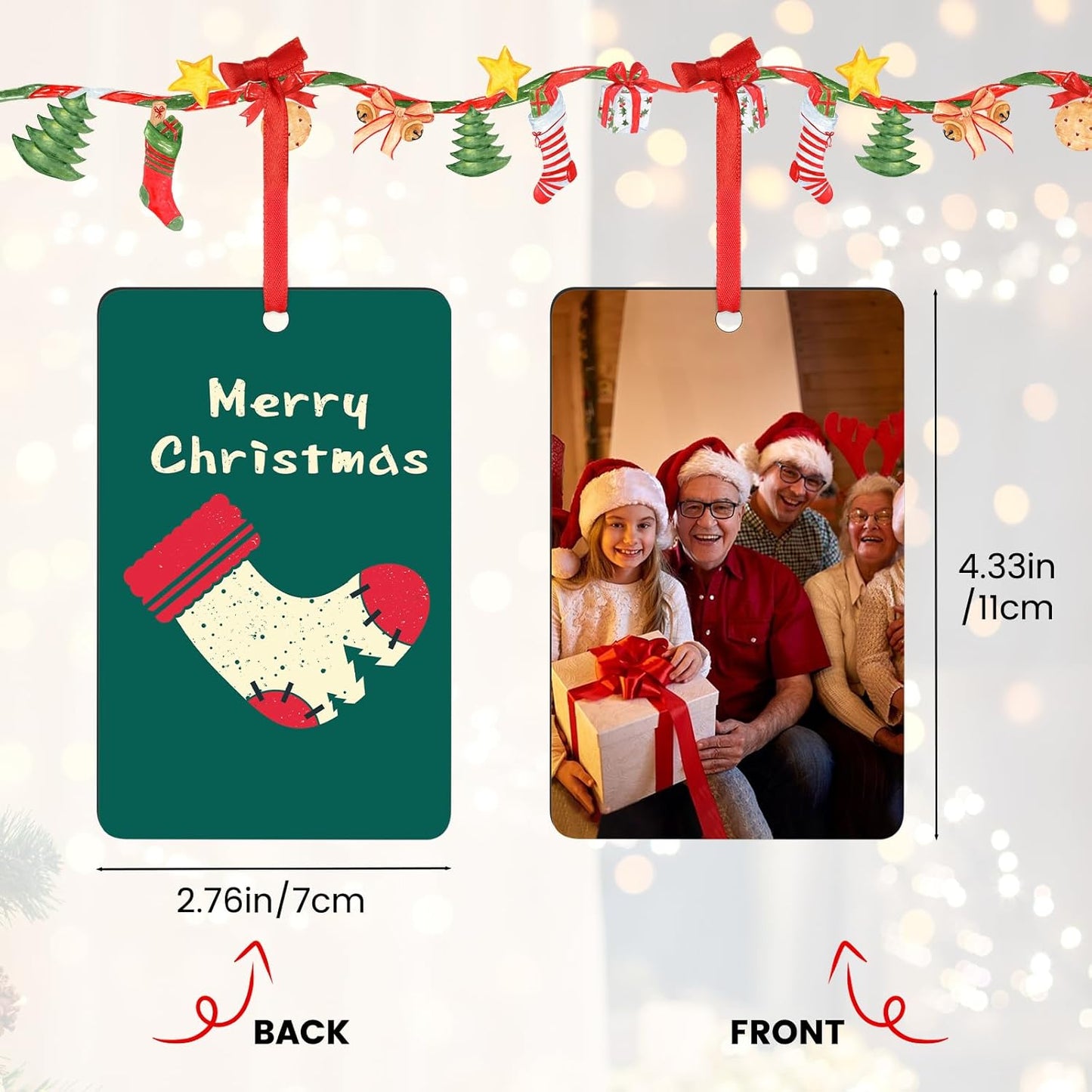 Personalized Christmas Ornaments with Photo - Custom Picture Text Ornaments for Christmas 2025, Customized Wood Xmas Tree Decor for Family, Mom, Dad, Friends, Loves