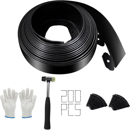 Landscape Edging - 2 Inch x 66FT Garden Border with 200 PCS Spikes, Plastic Lawn Edging for Flower Bed, Pathway and Yard(Black)