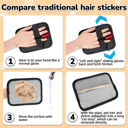 Pet Hair Remover, electrostatic pet Hair Removal Gloves, cat and Dog pet Hair Removal Tools, Suitable for Bed Sheets, Blankets, Clothes, Sofas, Multi-Functional Beauty Gloves -2 Piece