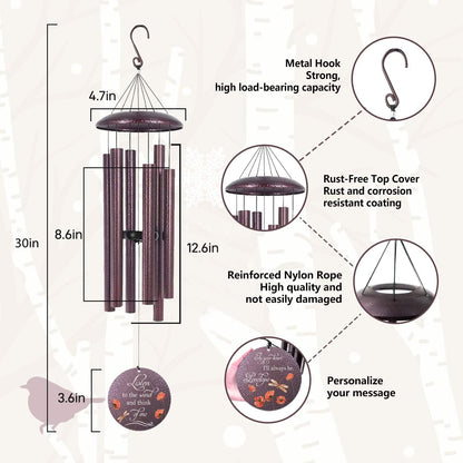 ASTARIN Dragonfly Wind Chimes for Loss of Loved One, Personalized Windchimes in Memory of a Loved One, Bereavement Gifts for Loss of Father Mother, 3 Size Deep Tone Wind Chime