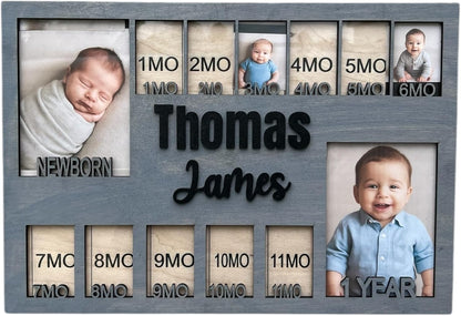 Newborn picture frame - 12 months photo display - Personalized frame - Gift for new mom - Baby photo album- Baby portrait (Newborn)