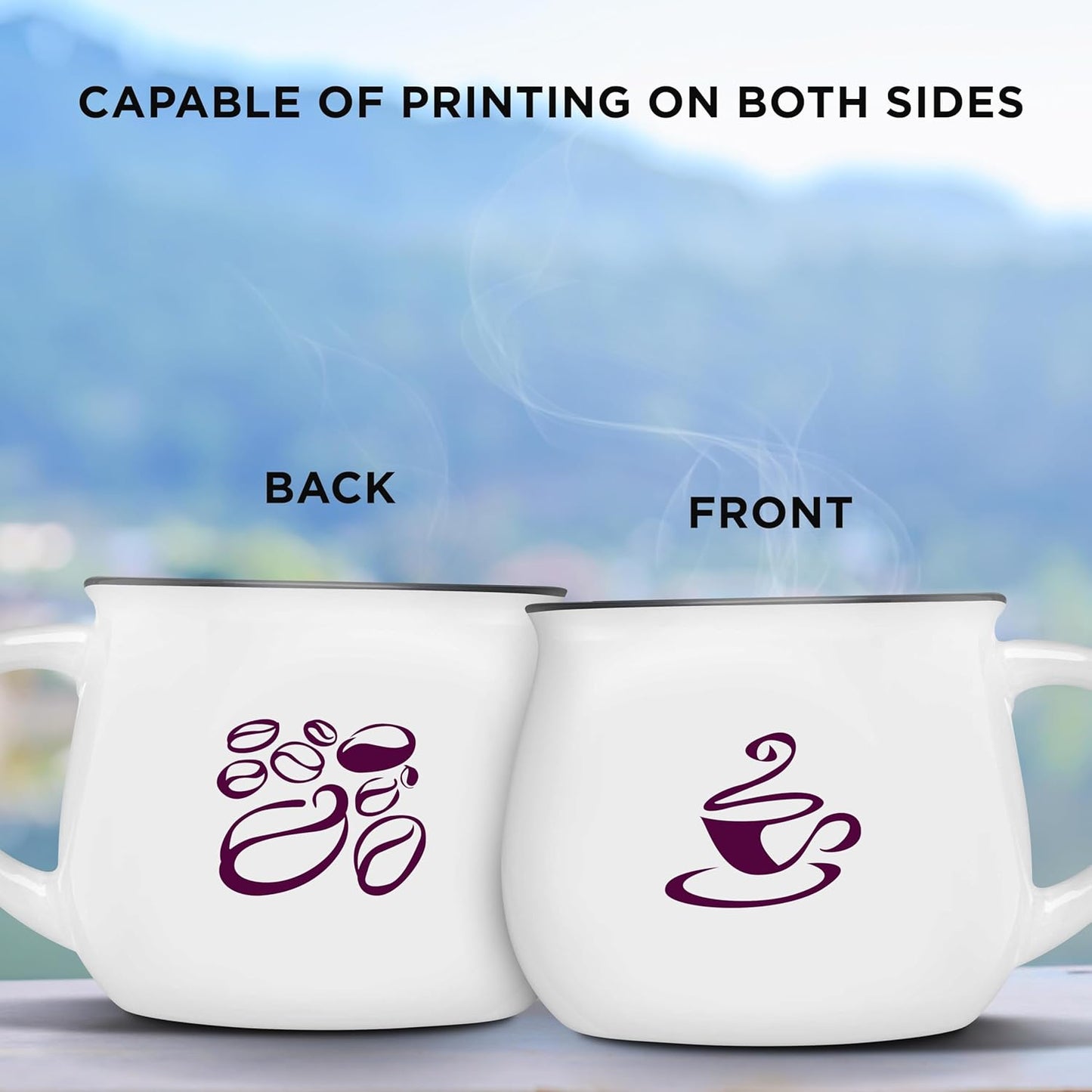 Custom Glazed Campfire Coffee Mugs 12 oz. Set of 50, Personalized Bulk Pack - Perfect for Coffee, Tea, Espresso, Hot Cocoa, Other Beverages - White