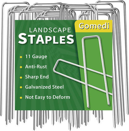 Landscape Staples Galvanized 6 Inch 60 Pcs, Metal Garden Stakes 1.6 Inch Width, Garden Staples for Weed Barrier Tubing Lawn 11 Gauge