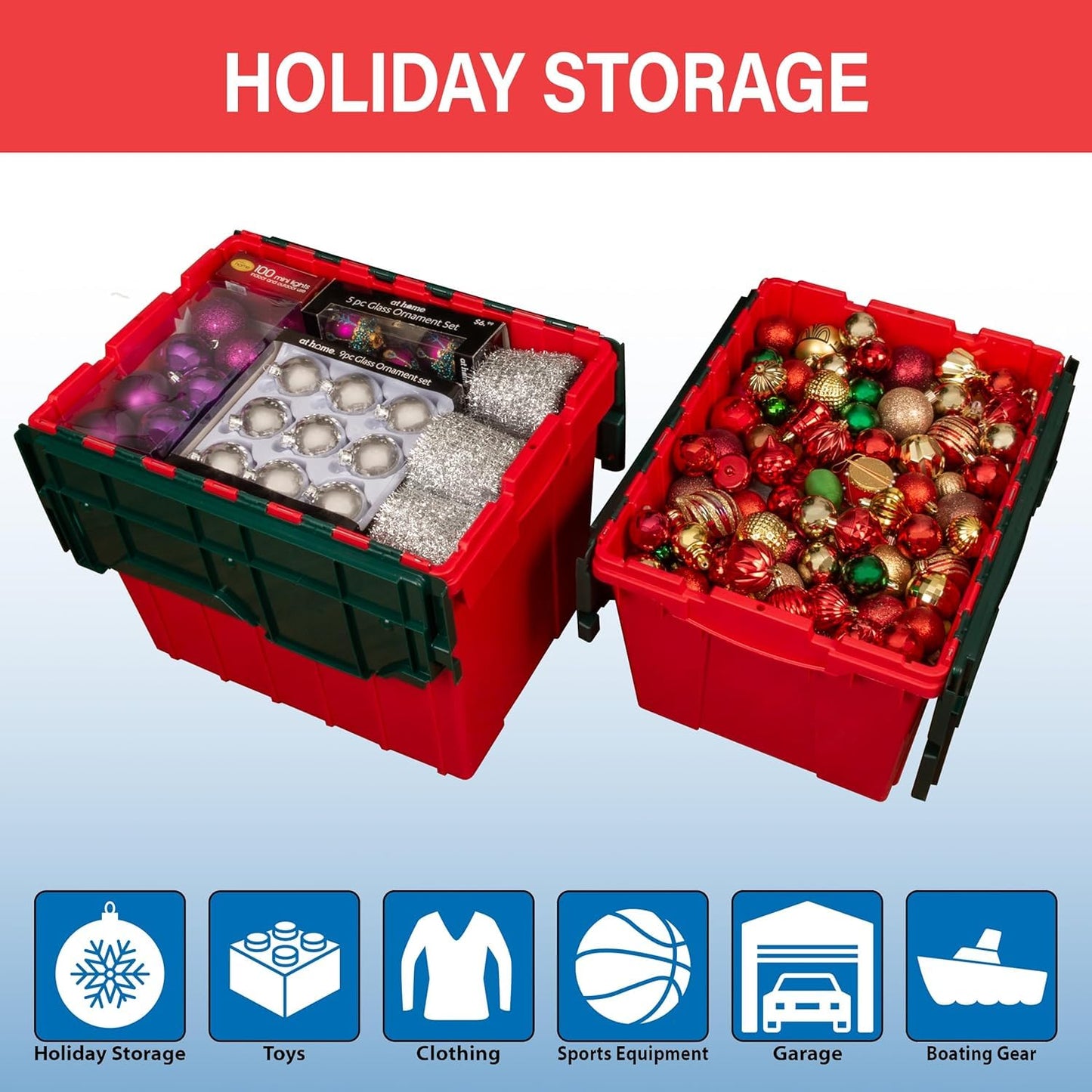 Akro-Mils KeepBox 12 Gallon Storage Container, Nesting and Stackable Plastic Storage Box with Lid