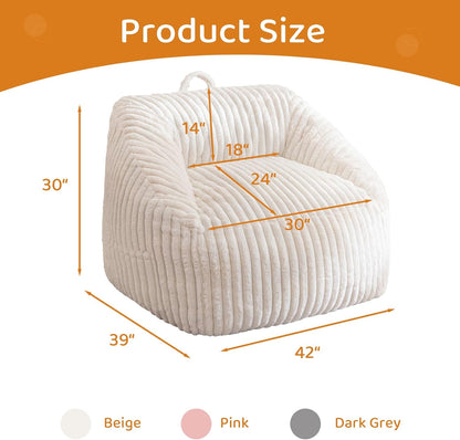 BYBYME Giant Bean Bag Chair for Adults and Kids, Large Comfy Cozy Beanbag, Floor Sofa for Teens, Living Room, Gaming, Reading, Beige