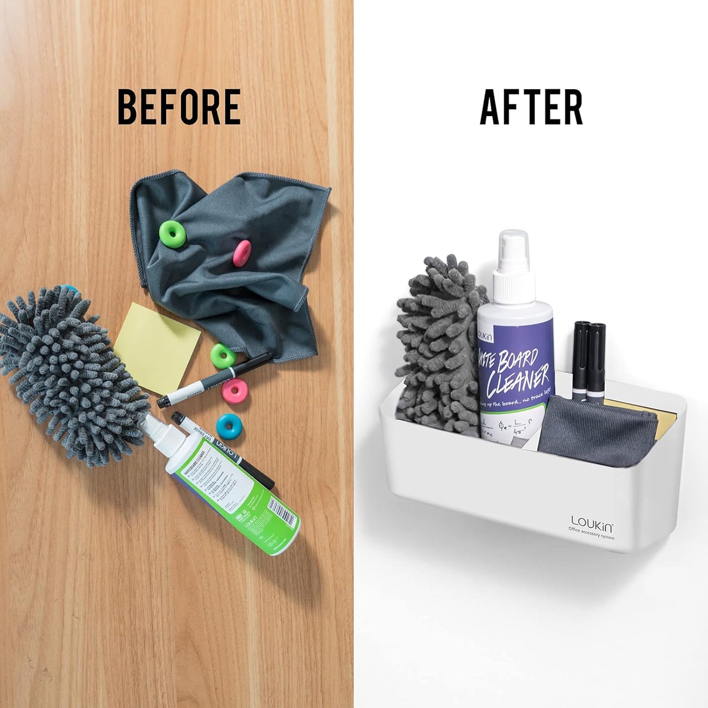 loukin Magnetic and Adhesive Marker Holder, Dry Erase Accessory Tray, Magnetic Storage Organizer for Whiteboard, Glass or Refrigerators 2 Pack(White)