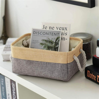 TheWarmHome Small Storage Bins Basket - Small Storage Baskets for Organizing Shelves, Fabric Storage Cubes Organizer for Changing Table Clothes Shoes Sock Towel Dog Toy,Decorative Basket Gift