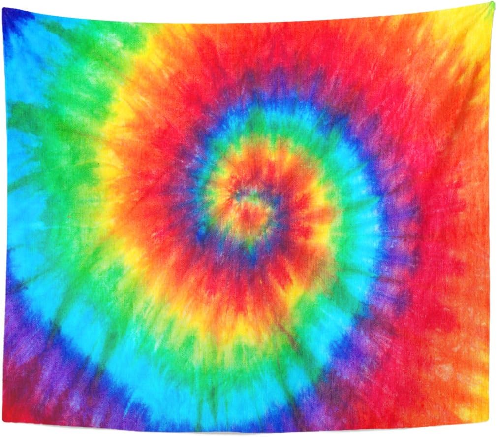 Emvency Tapestry Colorful Rainbow Spiral Tie Dye Pattern Color Dyed Batik Home Decor Wall Hanging for Living Room Bedroom Dorm 50x60 Inches