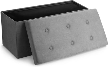 Sorbus Storage Ottoman Bench – Collapsible/Folding Bench Chest with Cover – Perfect Toy and Shoe Chest, Hope Chest, Pouffe Ottoman, Seat, Foot Rest, – Contemporary Faux Suede (Gray)