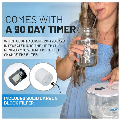 Epic Water Filters Pure Filter Pitchers for Drinking Water, 10 Cup 150 Gallon Filter, Tritan BPA Free, Removes Fluoride, Chlorine, Lead, Forever Chemicals (White & Bamboo)