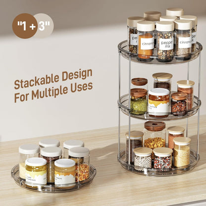 LAMU 2 Pack 2 Tier Lazy Susan Turntable Organizer 9.25'' Rotating Spice Rack Organization for Cabinet, Kitchen, Pantry, Countertop, Bathroom, Vanity, Medicine Cabinet Organizer, Grey