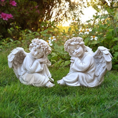 Angel Statue Garden Decor for Outside Solar Outdoor Decorations Patio Cherub Christmas Yard Porch Home Lawn Art Light up Figurine Memorial Sculpture Gift for Mom Mother Grandma