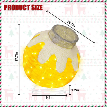 BRIGHTDECK Outdoor Christmas Ornaments, Lighted Pop-Up Outdoor Holiday Ball Decoration with 80 LED Lights, 8 Light Modes, Lighted Collapsible Holiday Decorations for Yard, Home (Yellow)