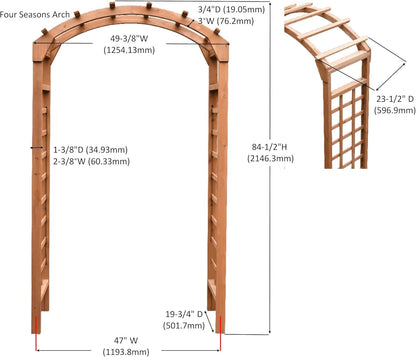 Solid Fir Wooden Garden Arch Premium Outdoor Trellis for Climbing Plants, 84.5”H×49.37”W×23.5’’D, Also can be Used for Wedding and Party Decoration