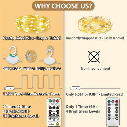 HXWEIYE 300LED Fairy Curtain Lights, 9.8x9.8Ft Warm White USB Plug in 8 Modes Christmas String Hanging Lights with Remote for Bedroom, Indoor, Outdoor, Weddings, Party