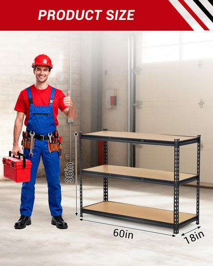 GarveeTech Heavy Duty Garage Shelving Units,3-Tier Adjustable Storage Shelves,60 x18 x 36