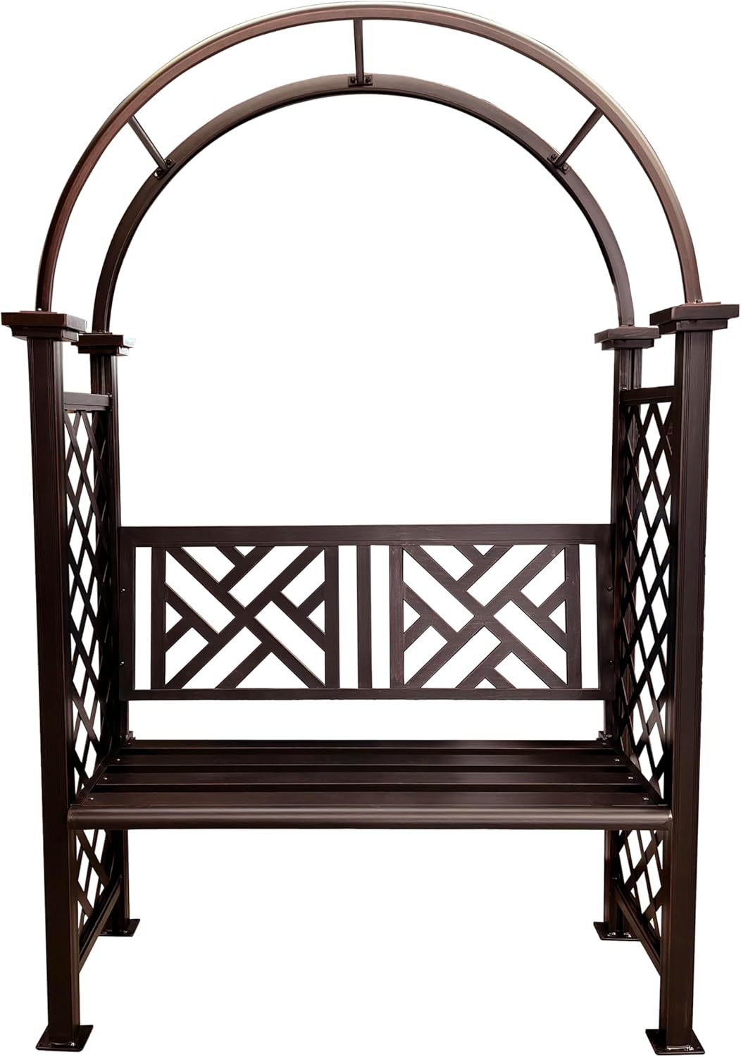 Bronze Aluminum Garden Arbor Arch with 2-Seater Bench